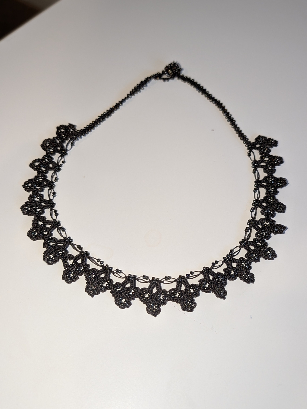 Brown Beaded Elegant Floral Lace Choker Necklace - Hand made in Turkey